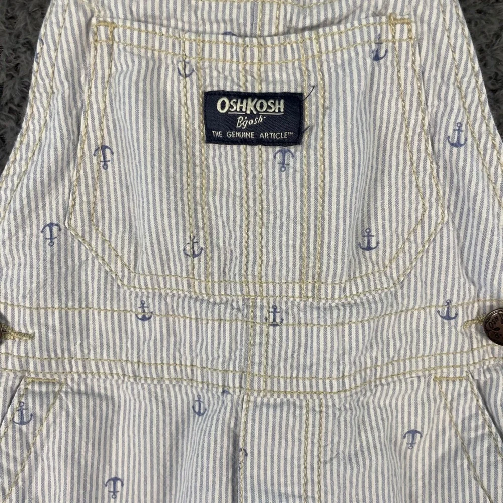 OshKosh B'Gosh Toddler Anchor Shortalls‎ Size 2T Striped Nautical Preppy
